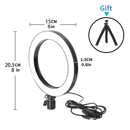 LED Ring Light Camera Photography Annular Lamp Studio Ringlight for Youtube Makeup Phone Selfie with Tripod 16/20/26cm