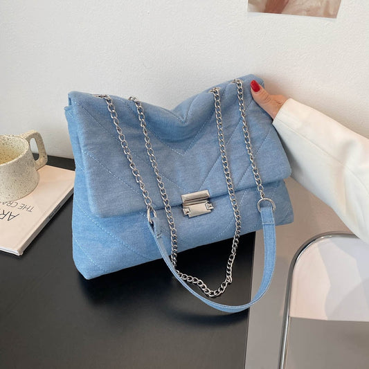 High Capacity Denim Women Shoulder Crossboody Bags 2021 New Luxury Brand Design Ladies Messenger bags Handbag Purses Qualited