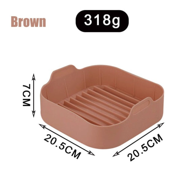 AirFryer Silicone Pot Square  Air Fryers Oven Baking Tray Bread Fried Chicken Pizza Basket Mat Replacemen Grill Pan Accessories