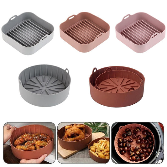 Airfryer Fryer Accessories Baking Tools Reusable Silicone Pot Baking Basket Pizza Plate Grill Pot Kitchen Cake Cooking Tool