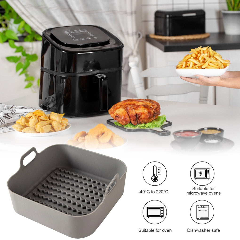 AirFryer Silicone Pot Multifunctional Air Fryers Oven Accessories Bread Fried Chicken Pizza Basket Baking Tray FDA Baking Dishes