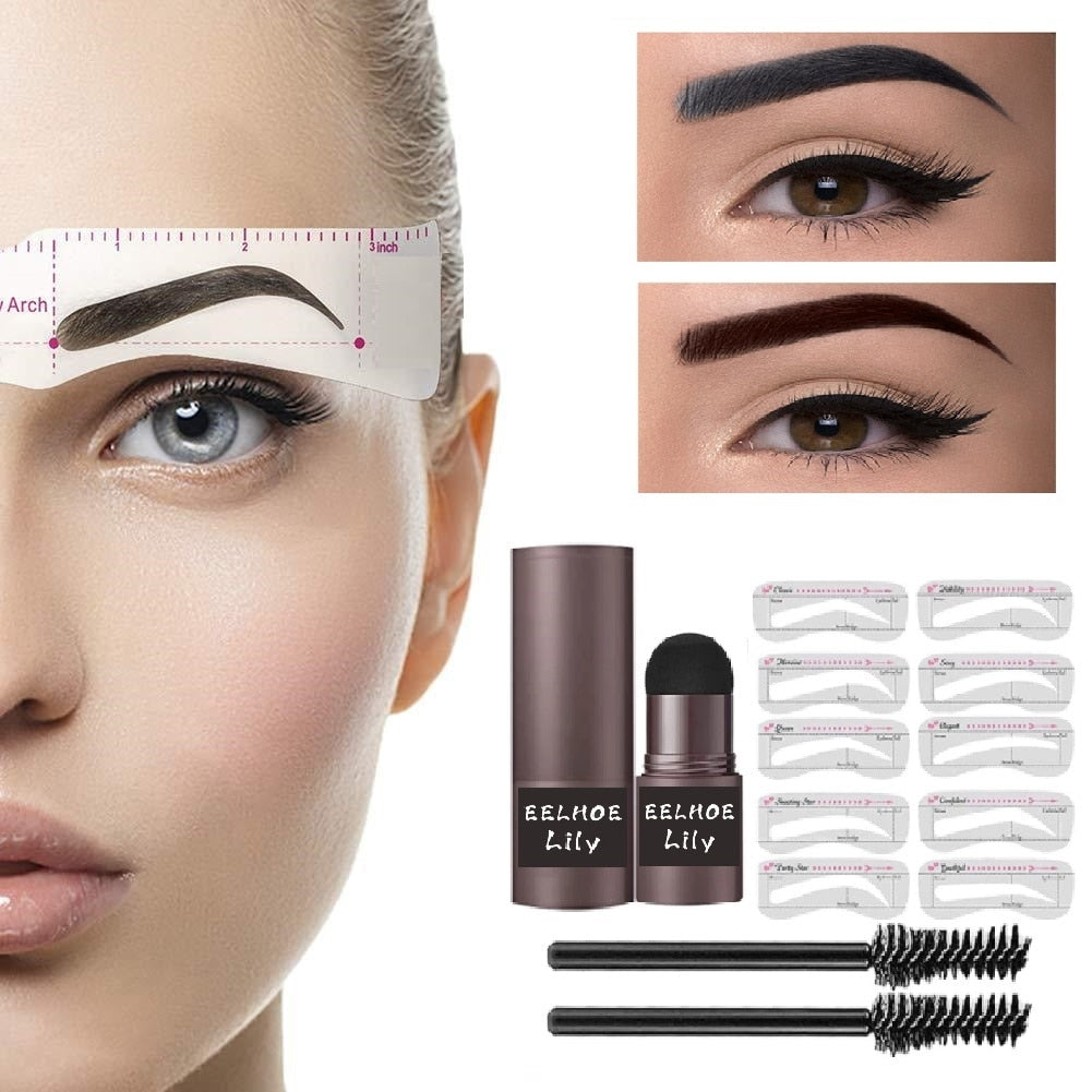 2023 One Step Eyebrow Stamp Shaping Kit Set Makeup Brow Pen Waterproof Contour Stencil Natural Stick Hairline Powder Enhance