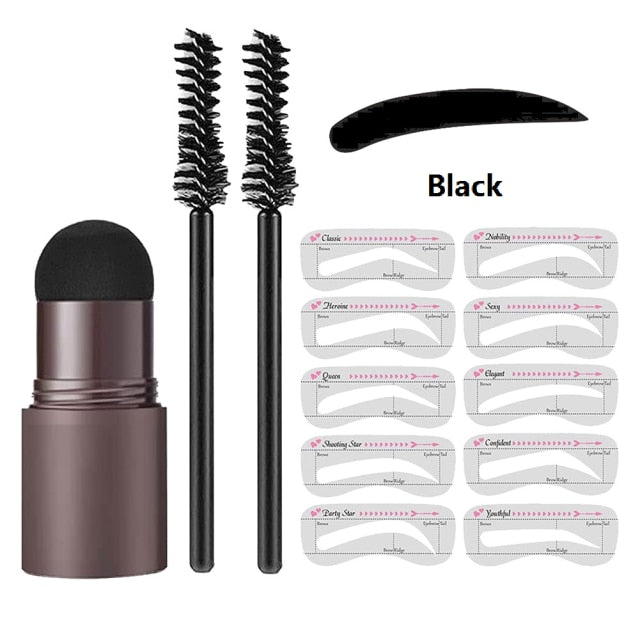 2023 One Step Eyebrow Stamp Shaping Kit Set Makeup Brow Pen Waterproof Contour Stencil Natural Stick Hairline Powder Enhance