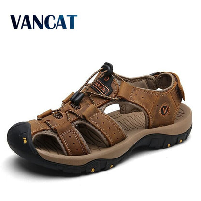 Vancat New Big Size Genuine Leather Cowhide Men Sandals